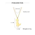 Gold stainless steel dinosaur pendant necklace showing dimensions 21.3x16.5mm on white base - Dinosaur Silhouette (LN1770)