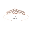 Serre-tête couronne or rose avec strass blancs, hauteur 3,8 cm, poids 18g - Couronne à motif évidé symétrique en or rose (Style 24)