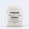 Beige canvas drawstring hangover kit bag with Recovery Kit typography on white background - Gold Heart / 10*15cm