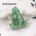 Green aventurine jade crystal frog figurine with gold foil and clear resin finish - Aventurine Jade