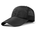 Gorra de béisbol negra de malla de secado rápido con visera larga para el sol - Ajustable / Negro