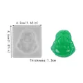 Silicone mold for Maitreya Buddha pendants with green resin craft sample and dimensions - Buddha Pendant