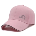 Casquette de sport rose avec logo montagne et bord gris contrasté en tissu texturé - Réglable / Rose