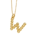 Golden bubble letter W pendant necklace with minimalist 18K gold plated beaded style - Letter W