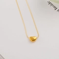 Elegant gold titanium heart bean pendant necklace with polished finish and link chain - Simple Gold Bean