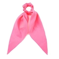Elastico per capelli rosa acceso con fiocco e nastri lunghi in chiffon su bianco - Scrunchie con Nastro / Rosa