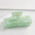 Light green marbled rectangle hair claw clip with acetate texture and metal spring - Light Green Water Ripple