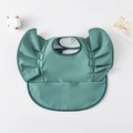 Waterproof baby wing bib in dark green featuring frilled shoulders and a front food pocket - Wings - Pure Christmas Green / One Size
