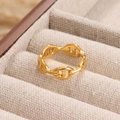Bague vintage style nez de cochon plaqué or 18 carats avec finition miroir polie - US 6 / Doré