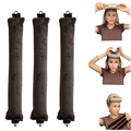 Lot de trois bigoudis en velours marron pour des ondulations volumineuses sans chaleur - Lot de 3 / Café Foncé