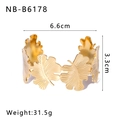 Golden open cuff bracelet with leaf patterns and textured enamel finish for women - Gold Leaf Design Style (NB-B6178)