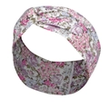 Elastic yoga headband with pink floral pattern made of soft cotton for sport activities - Pink Background Floral Pattern (53)
