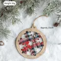 Fiocco di neve in legno con motivo a quadri rossi e blu per decorazione dell'albero di Natale - Ornamento in legno-Fiocco di neve di Natale