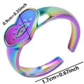 Regenbogen-Edelstahl-Herzring Abmessungen mit 0,9 cm Höhe und 1,7 cm Durchmesser Anzeige - Regenbogen