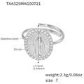Size 7 silver stainless steel ring with 5A cubic zirconia and a round Jesus medallion - US 7 / Ring / Silver