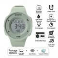 Waterproof mint green digital sports watch with EL backlight and resin strap for teens - Matcha Green