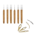 Bamboo dreadlock crochet tool kit with 0.5mm and 0.75mm needles and metal accessories - 0.5/0.75 Kit + 5 Loopers