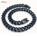 Collana a catena cubana nera da 13 mm lucidata con chiusura sicura e finitura lucida - 18cm / 13mm Nero