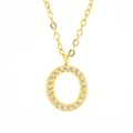 Titanium steel gold necklace with a round rhinestone pendant and fine chain detail - Letter O (Includes Chain)