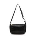 Chic black crocodile embossed hobo bag with trendy large chain strap and gold hardware - Black