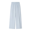 Pantaloni a gamba larga celeste con vita elastica in tessuto di cotone e lino - Taglia S / Pantaloni e gonne