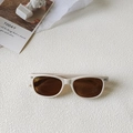 Retro square kids sunglasses with cream beige frame and brown lenses for girls and boys - Off White