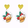 Detail der Weihnachtsglocken-Ohrringe aus PVC mit goldenem Glitzer und roter Schleife - Glockenohrstecker / Stud Ohrringe