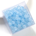 Light blue 8x6mm glass barrel beads for DIY jewelry making in a transparent storage box - Blue Apple Bead