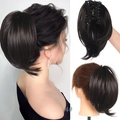 Curly black synthetic ponytail hairpiece with claw clip attachment, shade 4# for women - Brown Black-4