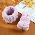 Lavender coral fleece wristbands for face washing with soft elastic absorbent material - Light Purple Wristband 2-Piece Set (21#)
