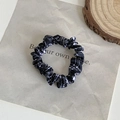 Elegant scrunchie with black and white texture pattern on artistic background paper - Black Plaid