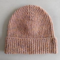 Thick ribbed knit beanie in a pink and orange gradient blend for winter warmth - Light Orange