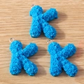 Detail of three blue rose-patterned letter K resin charms with silver hanging loops - Letter K / 10 Pieces Pack / Blue