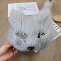 Graue Fuchsmaske mit Plüschfell und Silberglitter für Kostümpartys und Cosplay - Graue Glitzer-Fuchsmaske