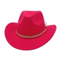 Classic deep rose red felt cowboy hat featuring a sparkling rhinestone chain and chin strap - Rose Red
