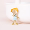 Brosche als Krankenschwester-Cartoon mit blauer Uniform und Opal-Inlay in Gold-Optik - Blaue Krankenschwester (2334蓝色)