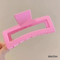 Detailed close-up of a 13cm matte pink rectangular claw clip for thick hair styling - 13CM Rectangular / Rose Red / No Packaging