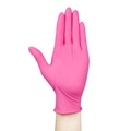 Bright pink disposable nitrile gloves with non-slip texture for cleaning and food safety - Rose Red