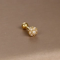 Gold stainless steel cartilage stud earring with flower cubic zirconia design - Gold White Zirconia (Cluster Flower Shape)