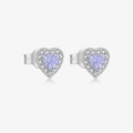 Elegant S925 sterling silver heart-shaped stud earrings with purple zircon stones - White Gold-MME1036-Heart Purple Amethyst