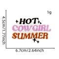 Detailed embroidery of Pink Hot Cowgirl Summer patch with dimensions and star elements - Hot Cowgirl Summer Style (17#)