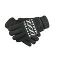 Men's winter warm black knit gloves with white geometric patterns and ribbed cuffs - One Size / Snowflake Pattern - Black (Knit)