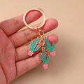 Pastel cactus keyrings with gold alloy hardware and enamel succulent charms for bags - Cactus