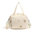 Bolso cambiador acolchado crema con bordado de oso y correa de hombro ajustable - Oso 24*24*13