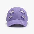 Distressed purple cotton baseball cap with vintage ripped details and frayed edges - Purple
