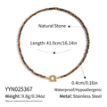 Detailed specs of natural tiger eye stone bead necklace with stainless steel measurements - Tiger Eye Brown Style (YYN025367)
