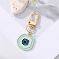 Minimalist evil eye heart keychain with light blue enamel and gold metal ring - Blue Irregular Eye