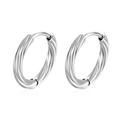 Polished silver twisted hoop earrings in a minimalist circular stainless steel design - Twisted Round Ear Buckle (MS-575) / 10mm / Silver