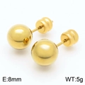 Minimalist 8mm gold ball stud earrings made of polished stainless steel for women - 8mm / Gold