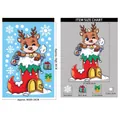Christmas reindeer in a stocking static sticker with dimensions 20x30cm for party decor - BQ282 Christmas Boots